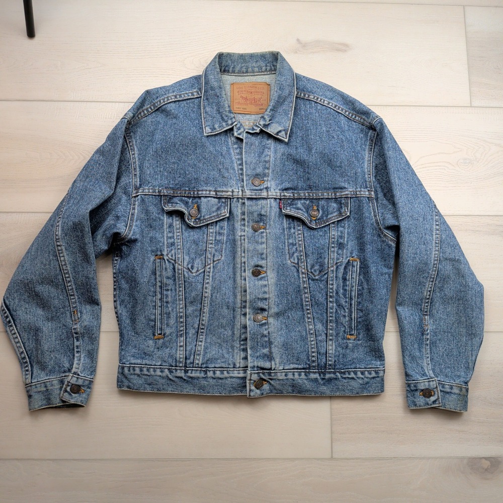 Vintage Levis Denim Trucker Jacket Type 3 Mens S Blue Made in USA 90s 70507 4890
